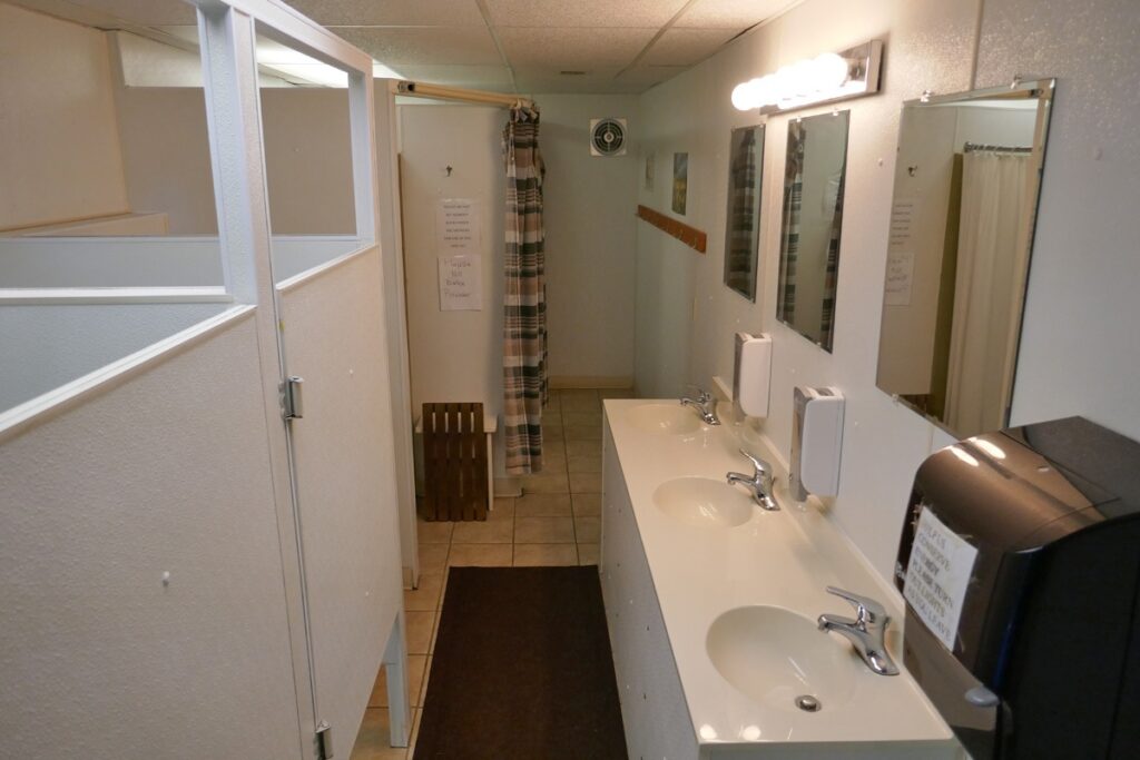 Inside view of the public restrooms.