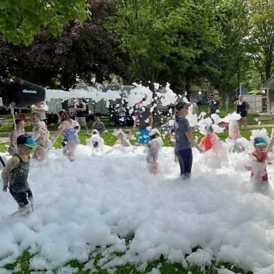 Kids enjoying foam party