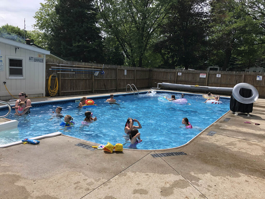 Kids enjoying the heated pool