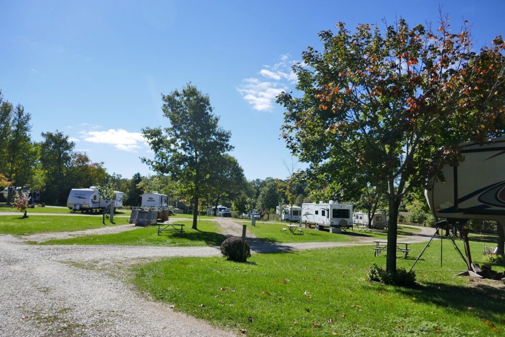 Campground with campers on their sites